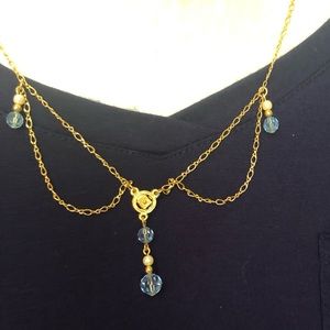 1920 New Blue necklace Crystal and gold Feminine
